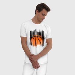 Пижама хлопковая мужская Баскетбольный мяч в разрыве, цвет: белый — фото 2