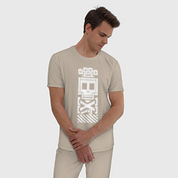 Пижама хлопковая мужская AfterLife 5FDP logo, цвет: миндальный — фото 2