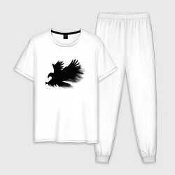 Пижама хлопковая мужская Орел из дыма, цвет: белый