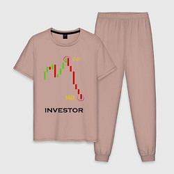 Пижама хлопковая мужская Investor, цвет: пыльно-розовый