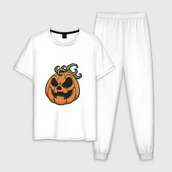 Пижама хлопковая мужская Улыбка Хэллоуина, цвет: белый