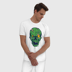 Пижама хлопковая мужская Зелёный зомби, цвет: белый — фото 2