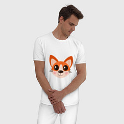 Пижама хлопковая мужская Корги! Портрет собаки-лисички с огромными глазами, цвет: белый — фото 2