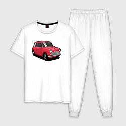 Пижама хлопковая мужская Маленькая красная машина, цвет: белый