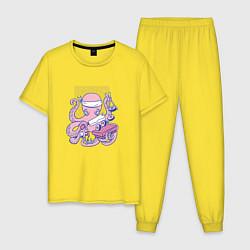Пижама хлопковая мужская Осьминог Суши Повар Octopus Sushi Chef, цвет: желтый