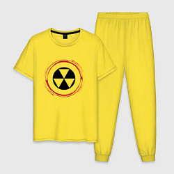 Пижама хлопковая мужская Символ радиации Fallout и красная краска вокруг, цвет: желтый