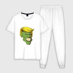 Пижама хлопковая мужская Трамп - Маска, цвет: белый