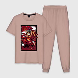 Пижама хлопковая мужская ЛУФФИ 5 ЙОНКО ONE PIECE, цвет: пыльно-розовый