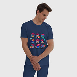 Пижама хлопковая мужская Значки на Бонни Пины Бравл Старс Bonnie, цвет: тёмно-синий — фото 2