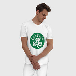 Пижама хлопковая мужская Team Celtics, цвет: белый — фото 2