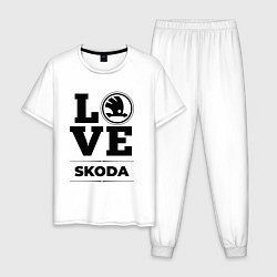 Пижама хлопковая мужская Skoda Love Classic, цвет: белый