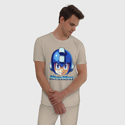 Пижама хлопковая мужская Mega Man - Rockman, цвет: миндальный — фото 2