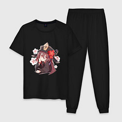 Пижама хлопковая мужская Ху Тао Genshin Impact Аниме, цвет: черный