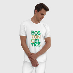 Пижама хлопковая мужская NBA - Celtics, цвет: белый — фото 2