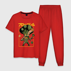 Пижама хлопковая мужская Monster Broccoli, цвет: красный