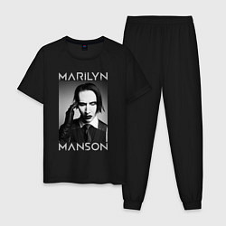Пижама хлопковая мужская Marilyn Manson фото, цвет: черный