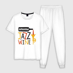 Пижама хлопковая мужская Jazz & Wine, цвет: белый
