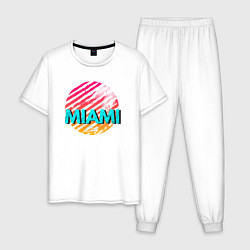 Пижама хлопковая мужская Майами Флорида, цвет: белый
