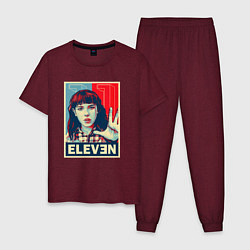 Пижама хлопковая мужская Stranger Things Eleven, цвет: меланж-бордовый