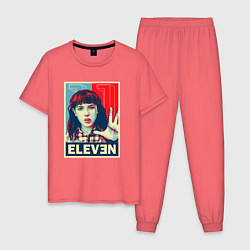 Пижама хлопковая мужская Stranger Things Eleven, цвет: коралловый