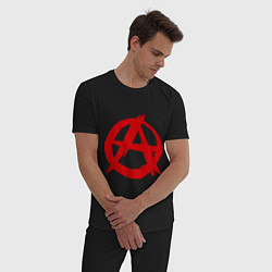 Пижама хлопковая мужская Символ анархии цвета черный — фото 2