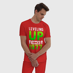 Пижама хлопковая мужская Повышение уровня с 1977 года, цвет: красный — фото 2