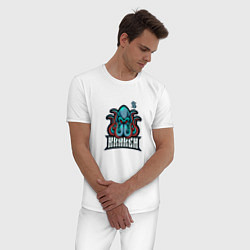 Пижама хлопковая мужская Сиэтл Кракен НХЛ, цвет: белый — фото 2
