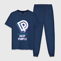 Пижама хлопковая мужская Deep Purple Glitch Rock, цвет: тёмно-синий
