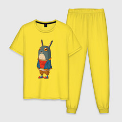 Пижама хлопковая мужская Забавный кролик, цвет: желтый