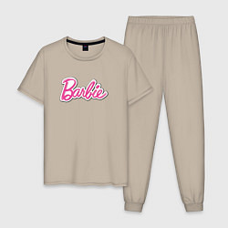 Пижама хлопковая мужская Barbie logo, цвет: миндальный