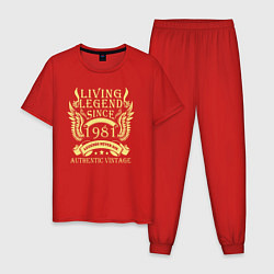 Пижама хлопковая мужская Живая легенда с 1981, цвет: красный