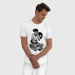 Пижама хлопковая мужская Bruce Lee - Vinyl Dj, цвет: белый — фото 2
