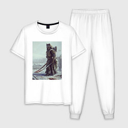 Пижама хлопковая мужская Берсерк с шашками в руках, цвет: белый