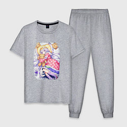 Пижама хлопковая мужская Лежащая Аврора, цвет: меланж