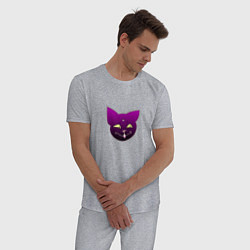 Пижама хлопковая мужская Черный кот Лов, цвет: меланж — фото 2