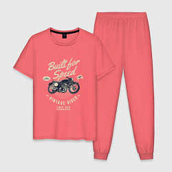Пижама хлопковая мужская Vintage Moto, цвет: коралловый