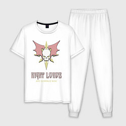 Пижама хлопковая мужская Повелители ночи хаос винтаж лого, цвет: белый