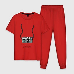 Пижама хлопковая мужская Туристический фотограф, цвет: красный