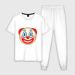 Пижама хлопковая мужская Эмодзи Клоун, цвет: белый