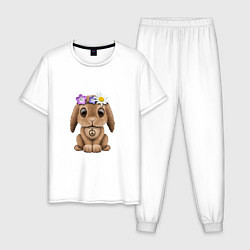 Пижама хлопковая мужская Мир - Кролик, цвет: белый