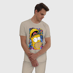 Пижама хлопковая мужская Мозг Гомера Симпсона - постер, цвет: миндальный — фото 2