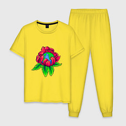 Пижама хлопковая мужская Space Flower, цвет: желтый