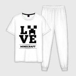 Пижама хлопковая мужская Minecraft love classic, цвет: белый