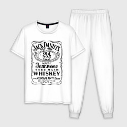 Пижама хлопковая мужская Виски Джек Дэниелс, цвет: белый