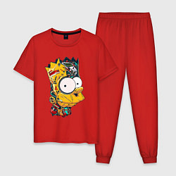 Пижама хлопковая мужская Cyber-Bart - Simpsons family, цвет: красный