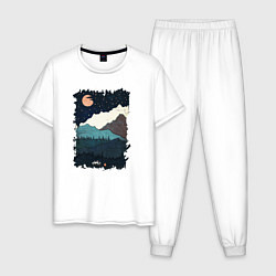 Пижама хлопковая мужская Бездорожье и привал, цвет: белый