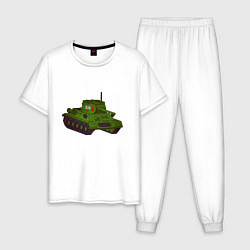 Пижама хлопковая мужская Самый обычный танк, цвет: белый