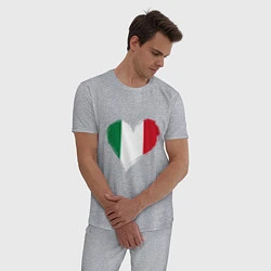 Пижама хлопковая мужская Сердце - Италия, цвет: меланж — фото 2