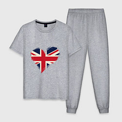 Пижама хлопковая мужская Сердце - Британия, цвет: меланж