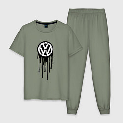 Пижама хлопковая мужская Volkswagen - art logo, цвет: авокадо